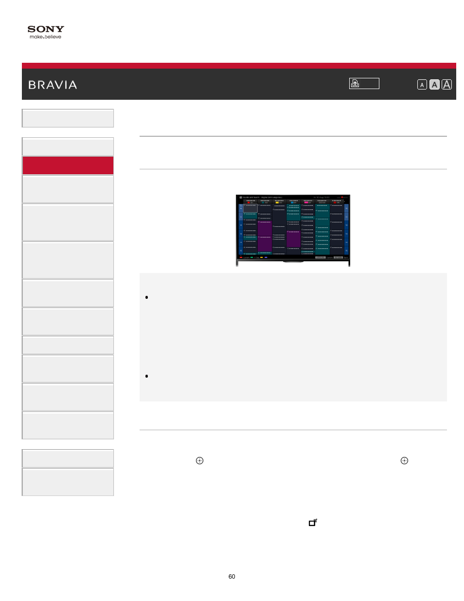 Using the tv guide search function | Sony KDL-70X830B User Manual | Page 66 / 256