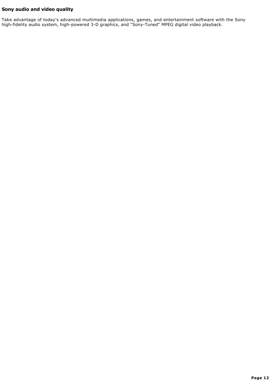 Sony audio and video quality | Sony PCV-MXS10 User Manual | Page 12 / 112