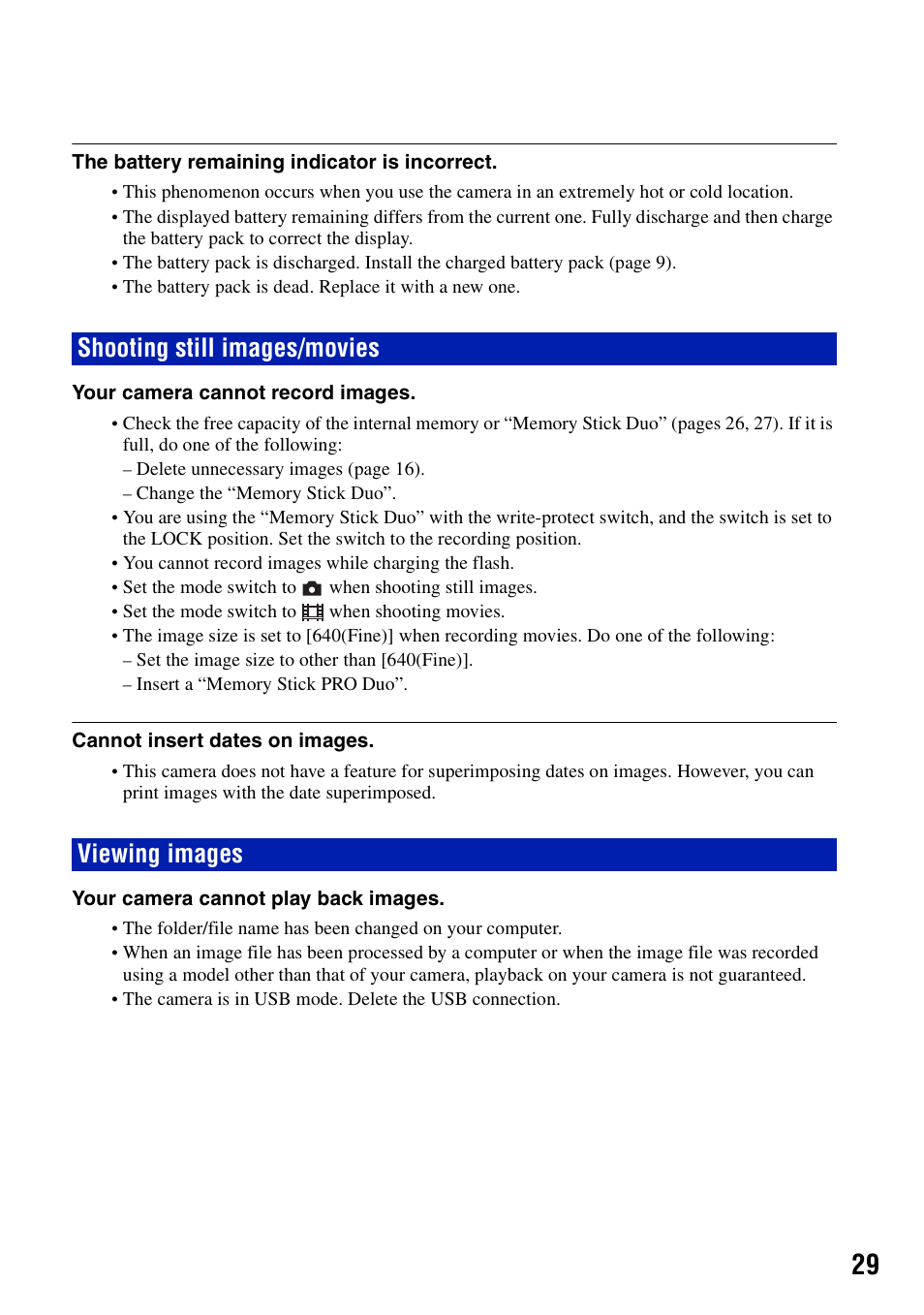 Shooting still images/movies, Viewing images, Shooting still images/movies viewing images | Sony DSC-N2 User Manual | Page 29 / 32