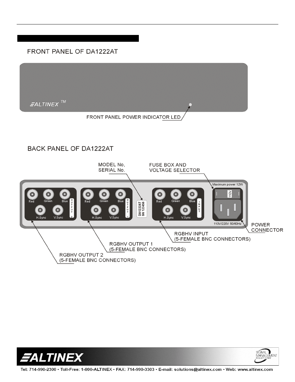 Distribution amplifiers | Altinex DA1222AT User Manual | Page 5 / 9