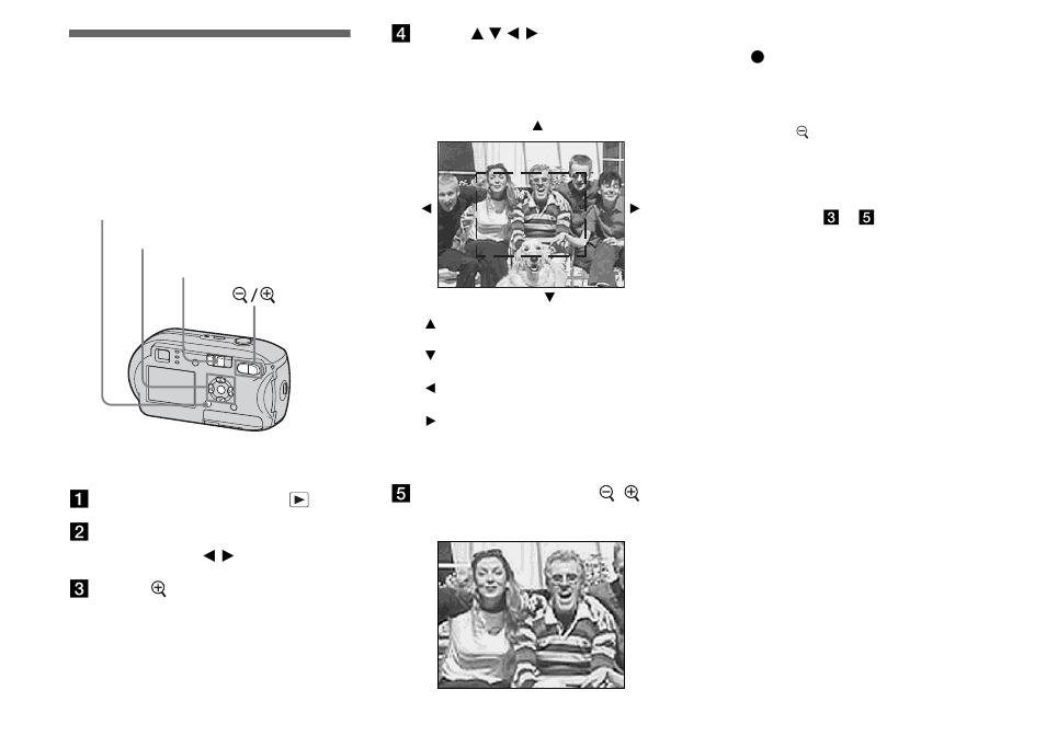 Enlarging a portion of a still image, Playback zoom | Sony DSC-P41 User Manual | Page 60 / 124