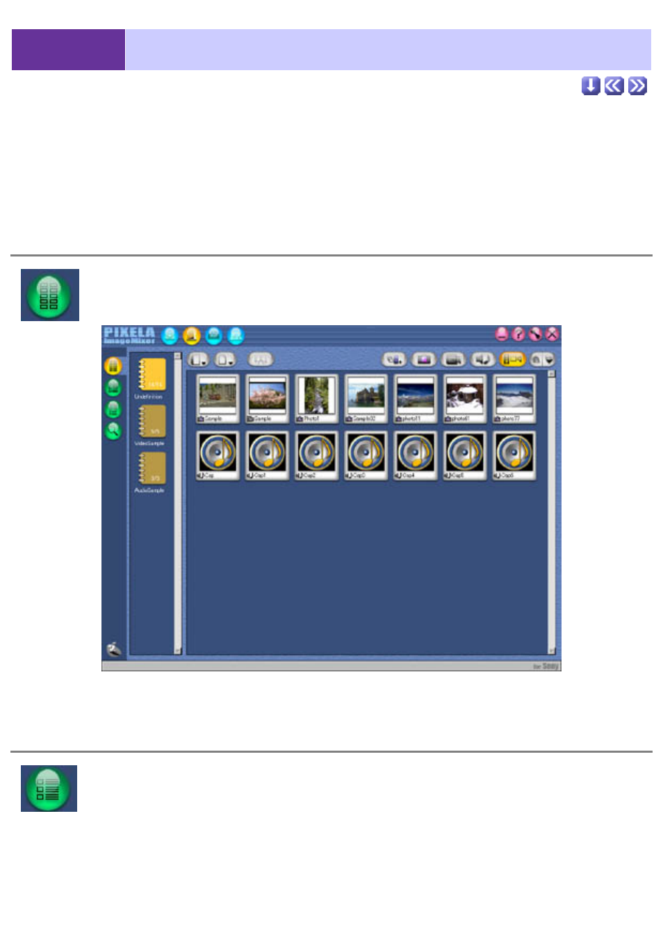 Thumbnail views, Thumbnail view thumbnail/file information, View | Thumbnail/detailed file, Information view, Thumbnail display buttons, 6 thumbnail views, Thumbnail view, Thumbnail/file information view | Sony CCD-TRV608 User Manual | Page 80 / 207