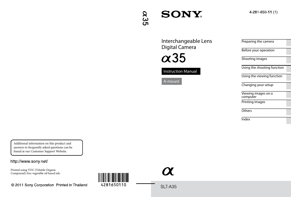 Sony SLT-A35 User Manual | 202 pages