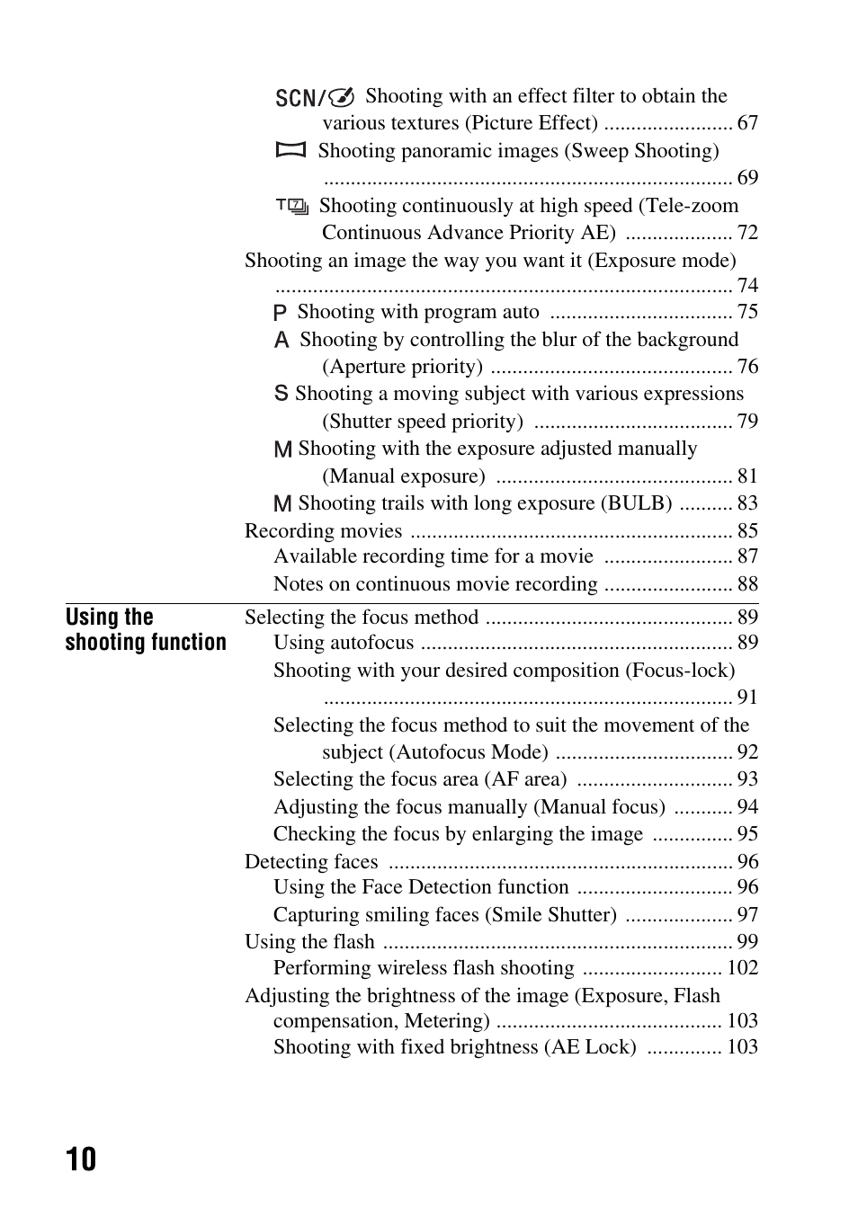Sony SLT-A35 User Manual | Page 10 / 202