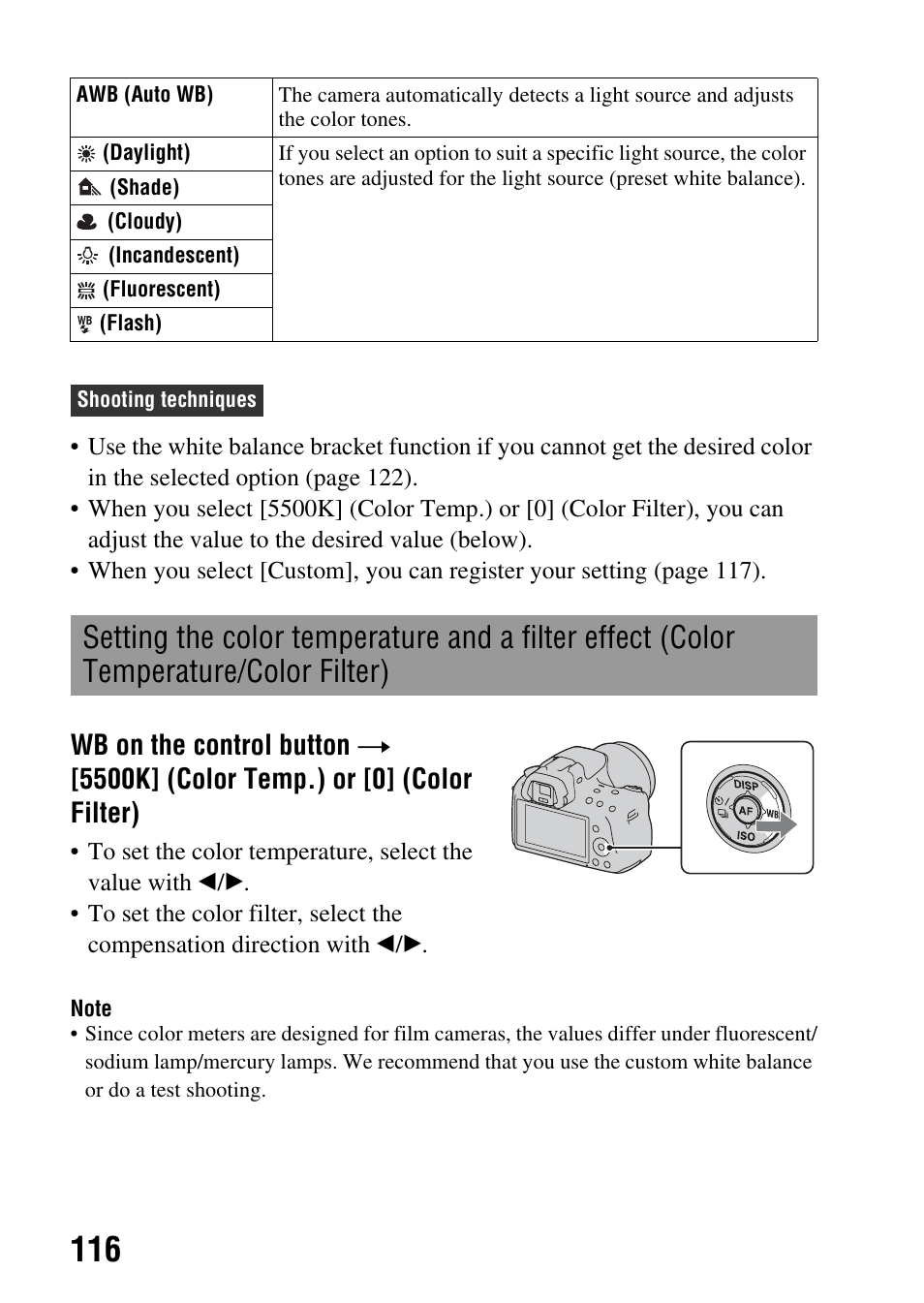 Temperature/color filter) | Sony SLT-A35 User Manual | Page 116 / 202