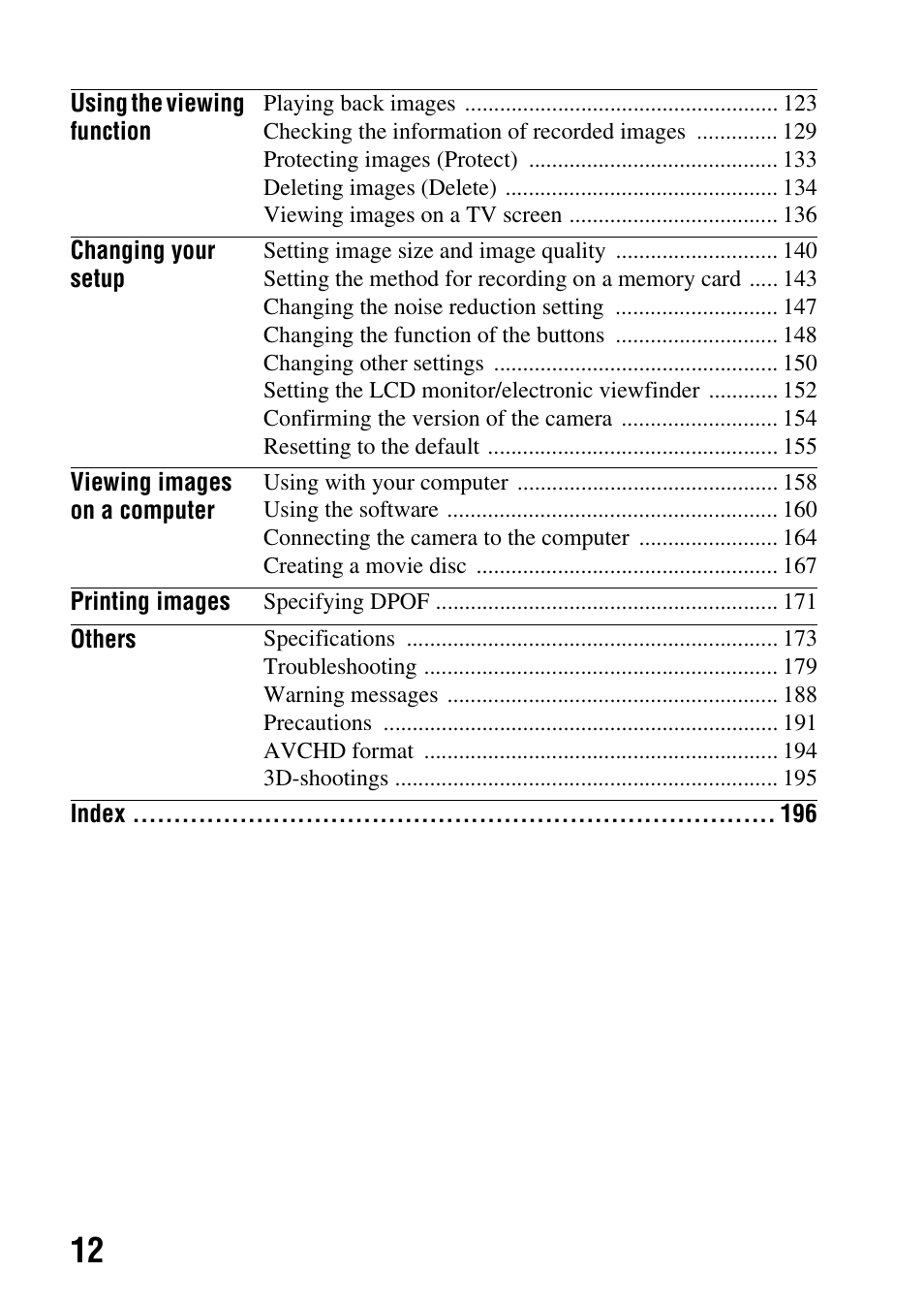 Sony SLT-A35 User Manual | Page 12 / 202