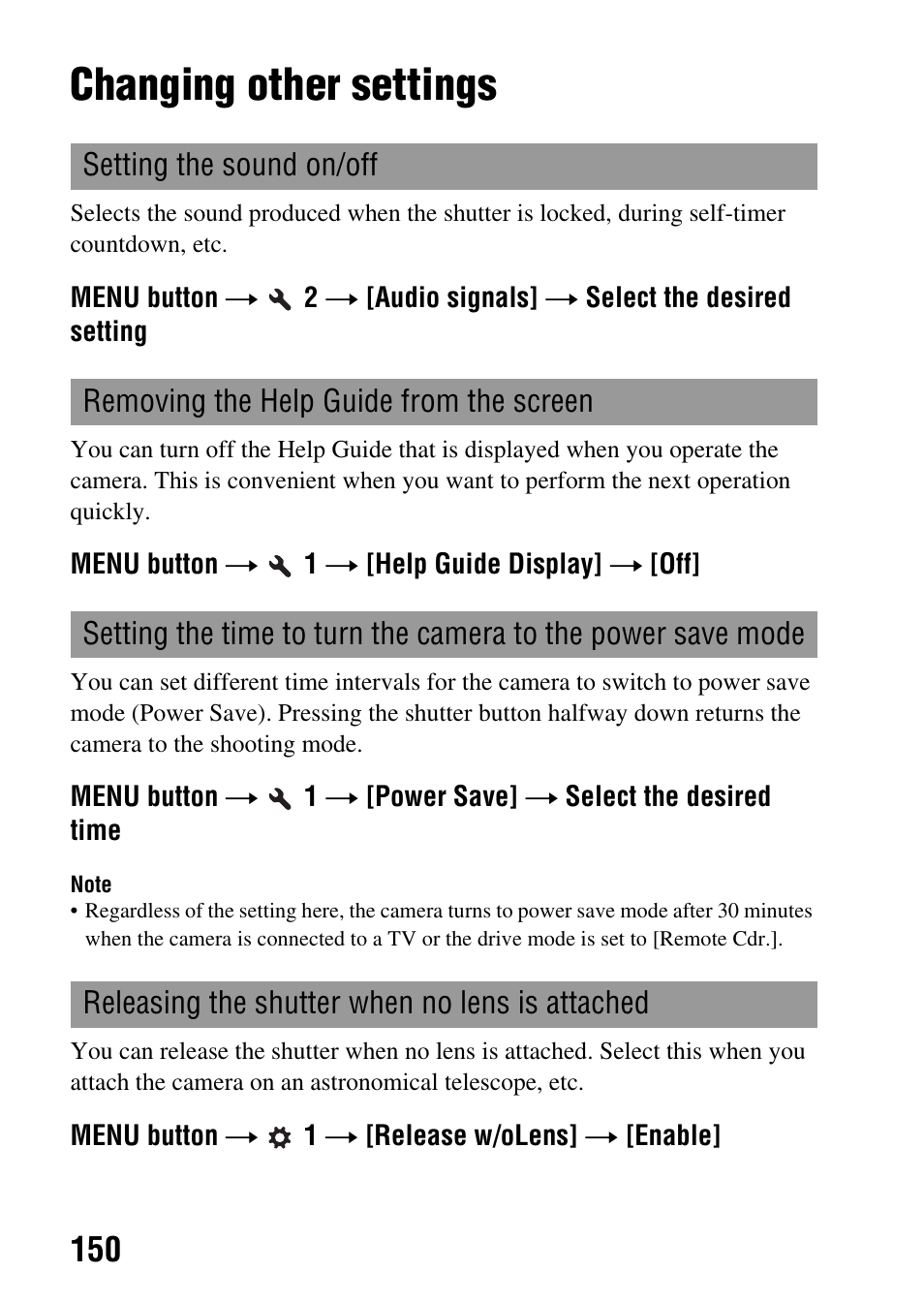 Changing other settings, Ls (150) | Sony SLT-A35 User Manual | Page 150 / 202