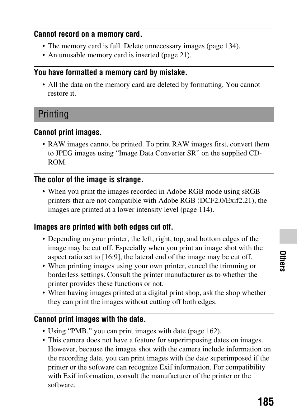 Printing | Sony SLT-A35 User Manual | Page 185 / 202