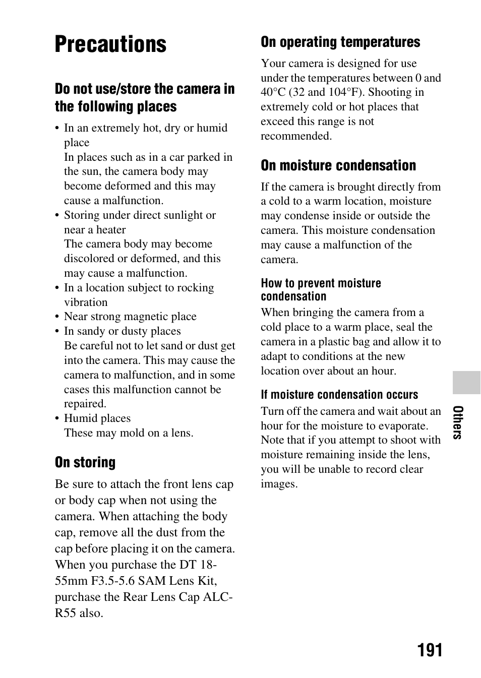 Precautions | Sony SLT-A35 User Manual | Page 191 / 202