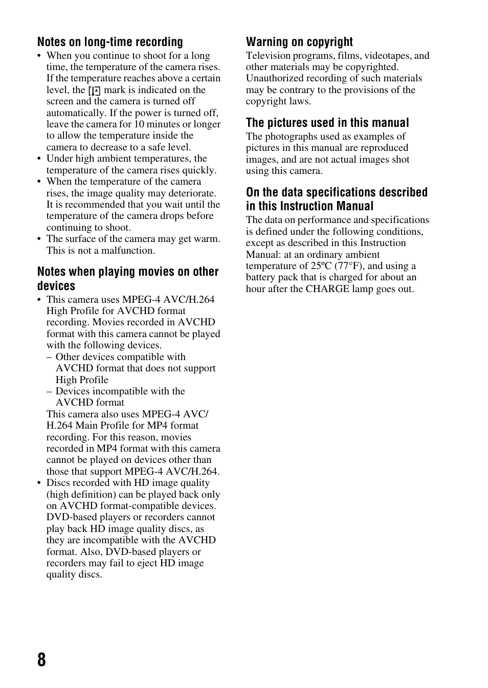 Sony SLT-A35 User Manual | Page 8 / 202