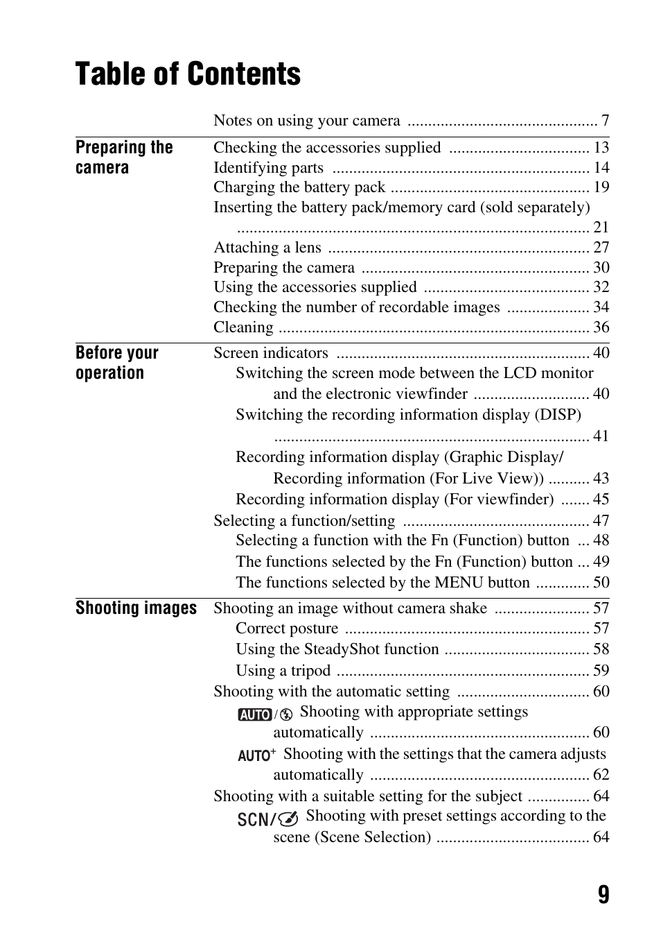 Sony SLT-A35 User Manual | Page 9 / 202