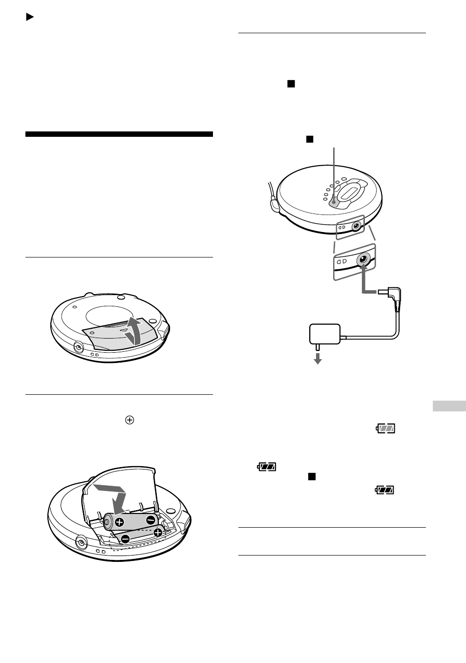 Connecting a power source, Using the rechargeable batteries | Sony D-FJ61 User Manual | Page 21 / 32