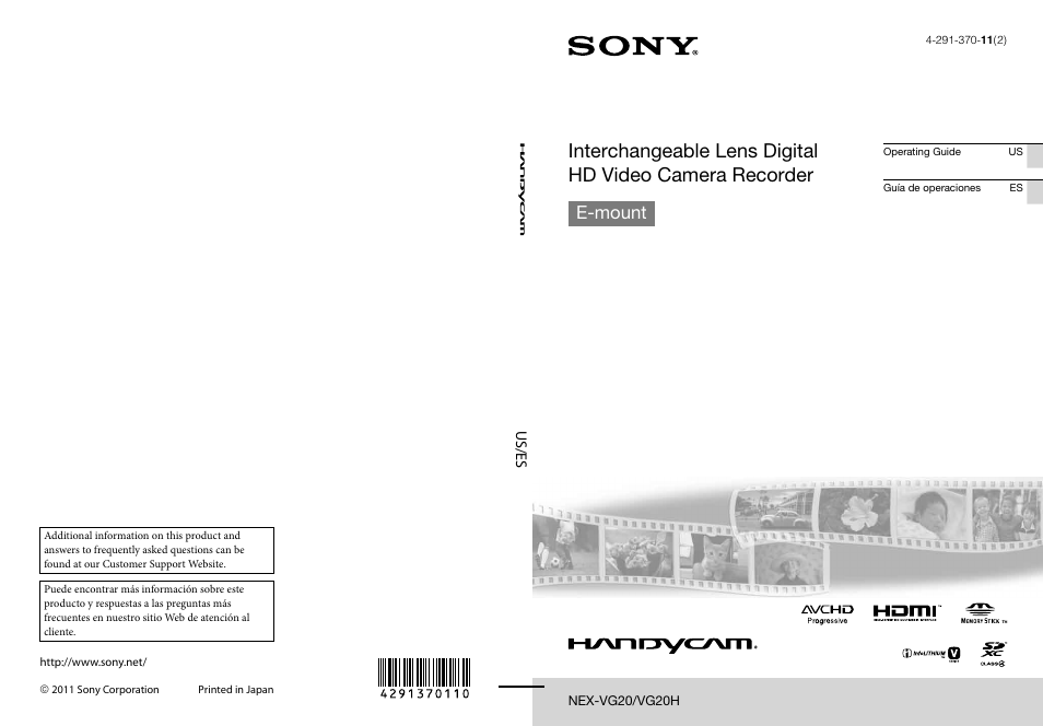 Sony NEX-VG20 User Manual | 155 pages