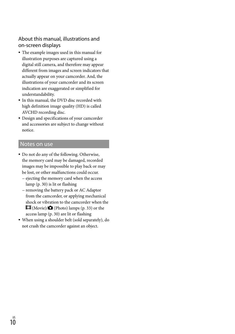 Sony NEX-VG20 User Manual | Page 10 / 155