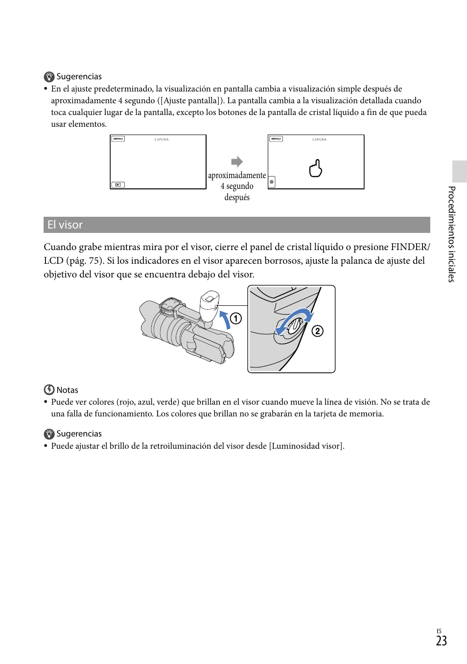 El visor | Sony NEX-VG20 User Manual | Page 101 / 155