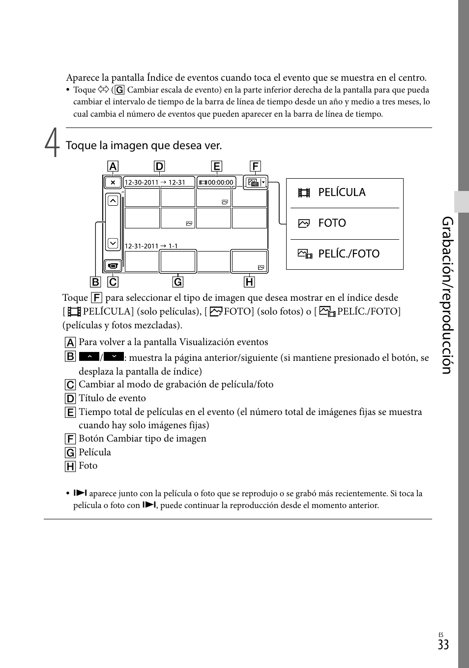 Gr abación/r epr oduc ción | Sony NEX-VG20 User Manual | Page 111 / 155