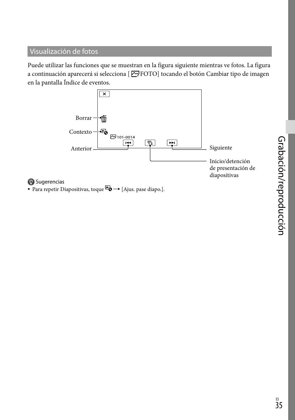 Gr abación/r epr oduc ción | Sony NEX-VG20 User Manual | Page 113 / 155