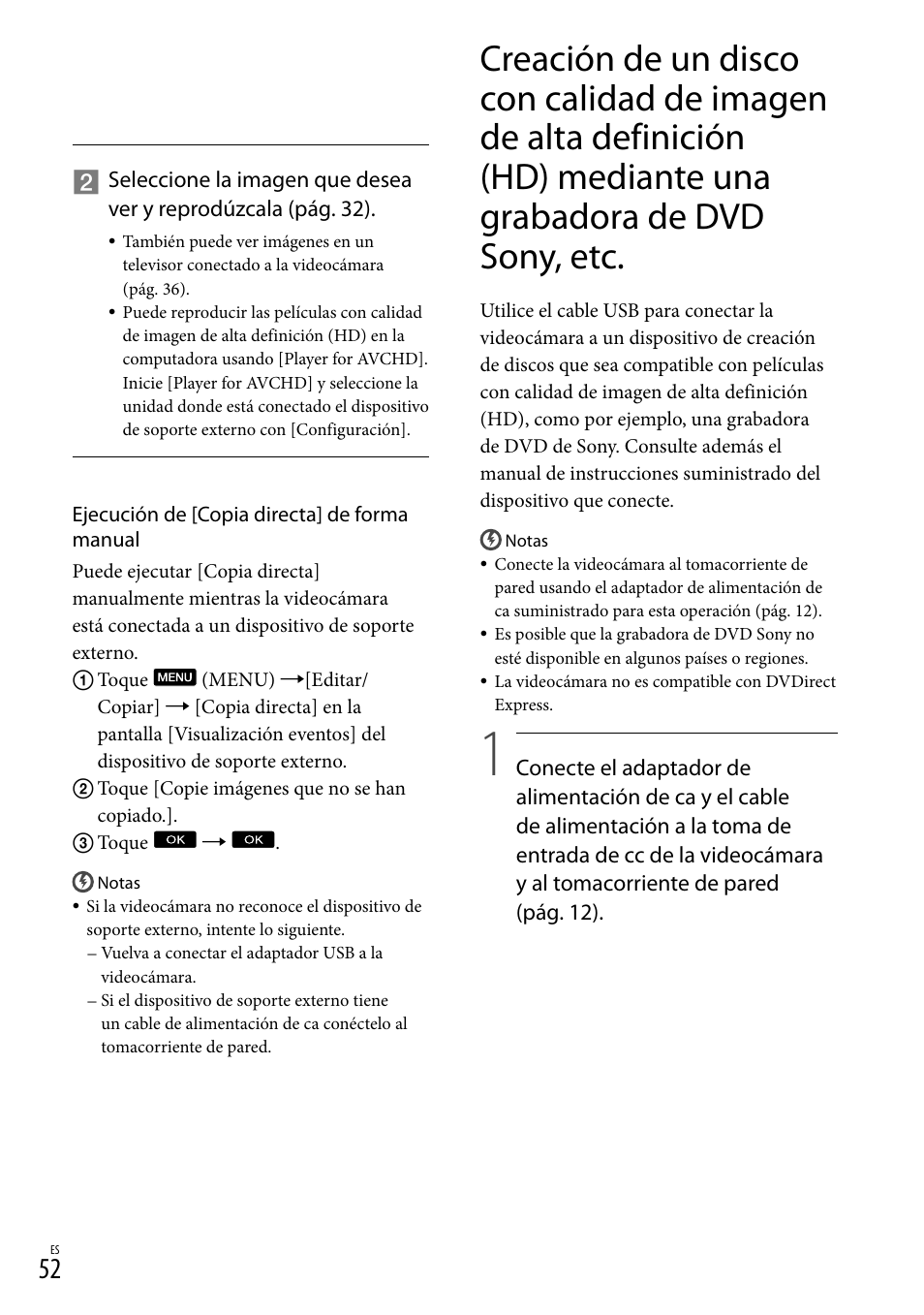 Grabadora de dvd sony, etc | Sony NEX-VG20 User Manual | Page 130 / 155