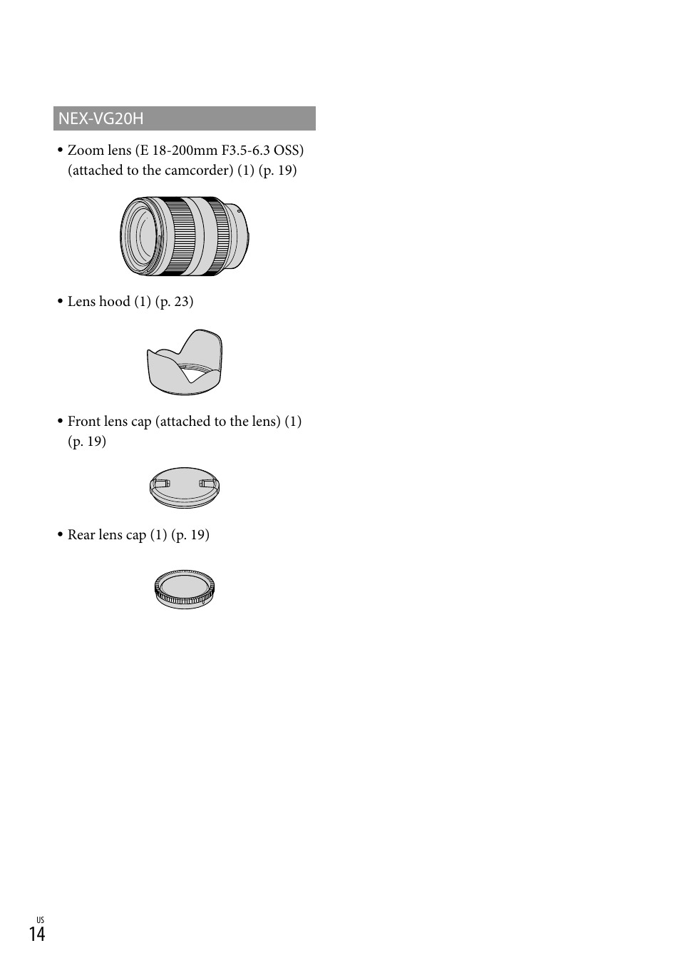 Nex-vg20h | Sony NEX-VG20 User Manual | Page 14 / 155