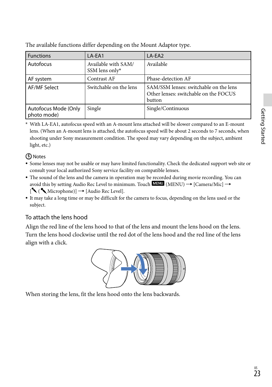 Sony NEX-VG20 User Manual | Page 23 / 155