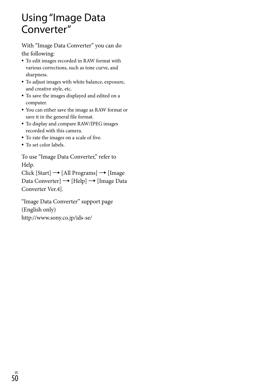 Using “image data converter | Sony NEX-VG20 User Manual | Page 50 / 155