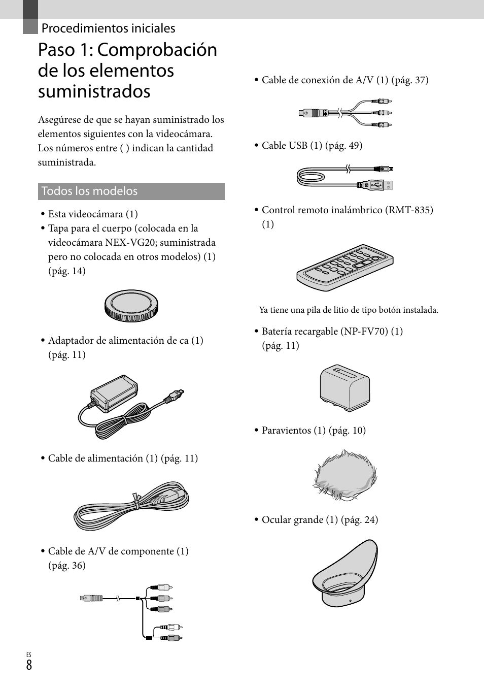 Procedimientos iniciales | Sony NEX-VG20 User Manual | Page 86 / 155