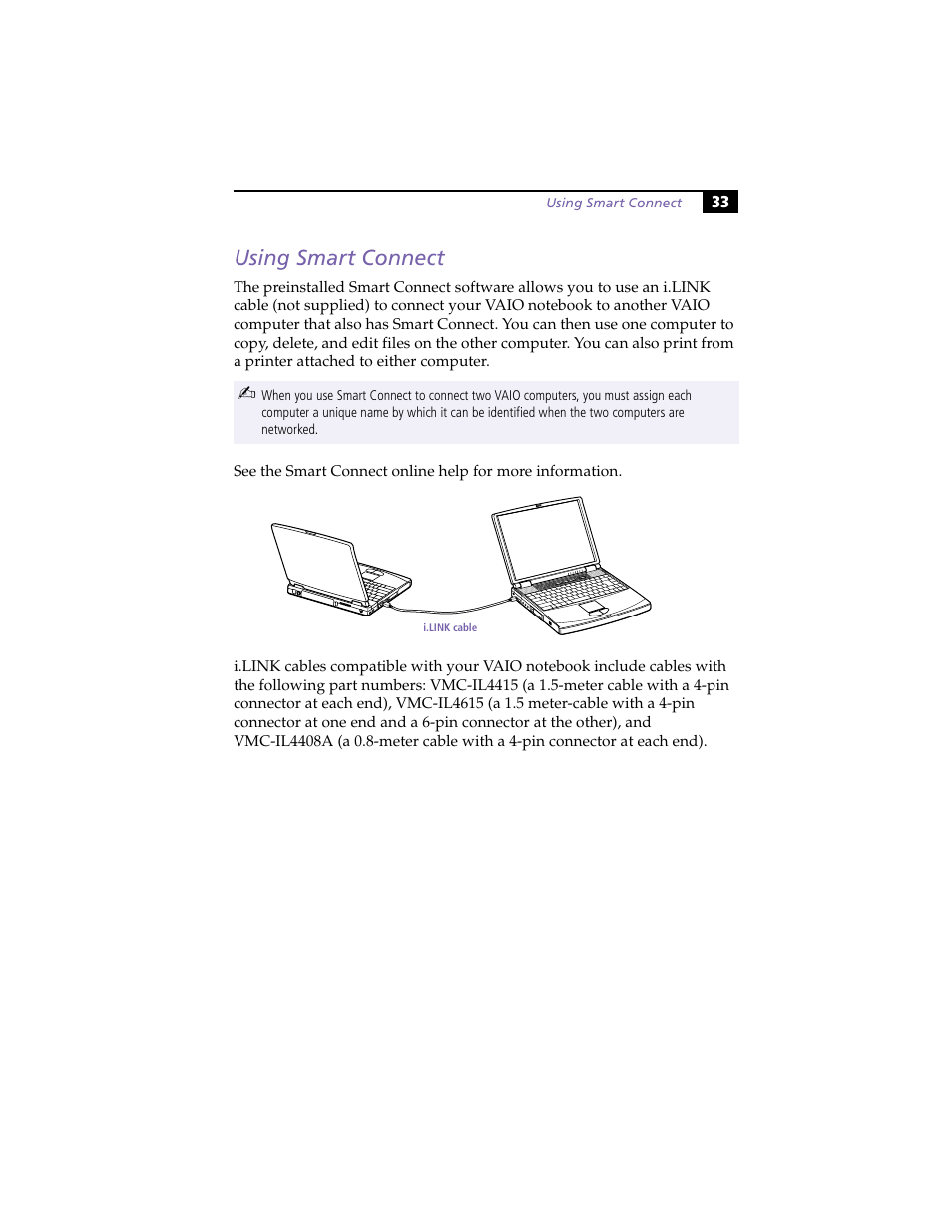 Using smart connect | Sony PCG-F420 User Manual | Page 43 / 94