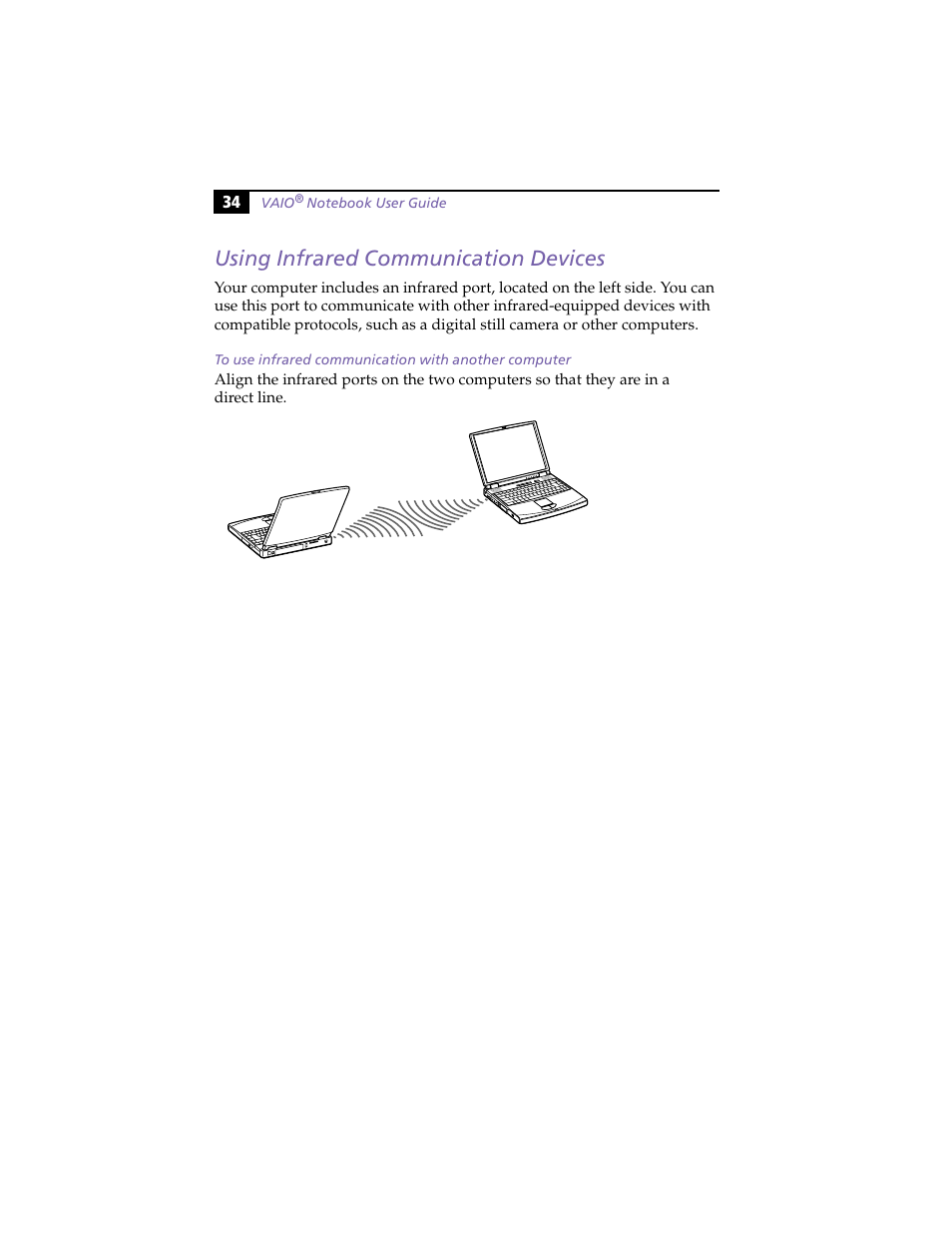 Using infrared communication devices | Sony PCG-F420 User Manual | Page 44 / 94