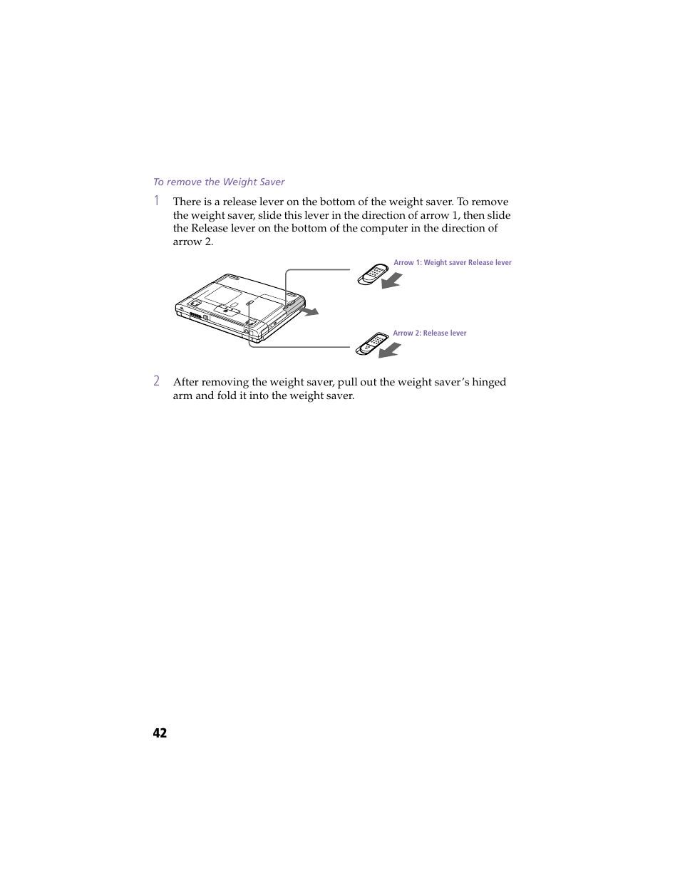 To remove the weight saver | Sony PCG-F420 User Manual | Page 52 / 94