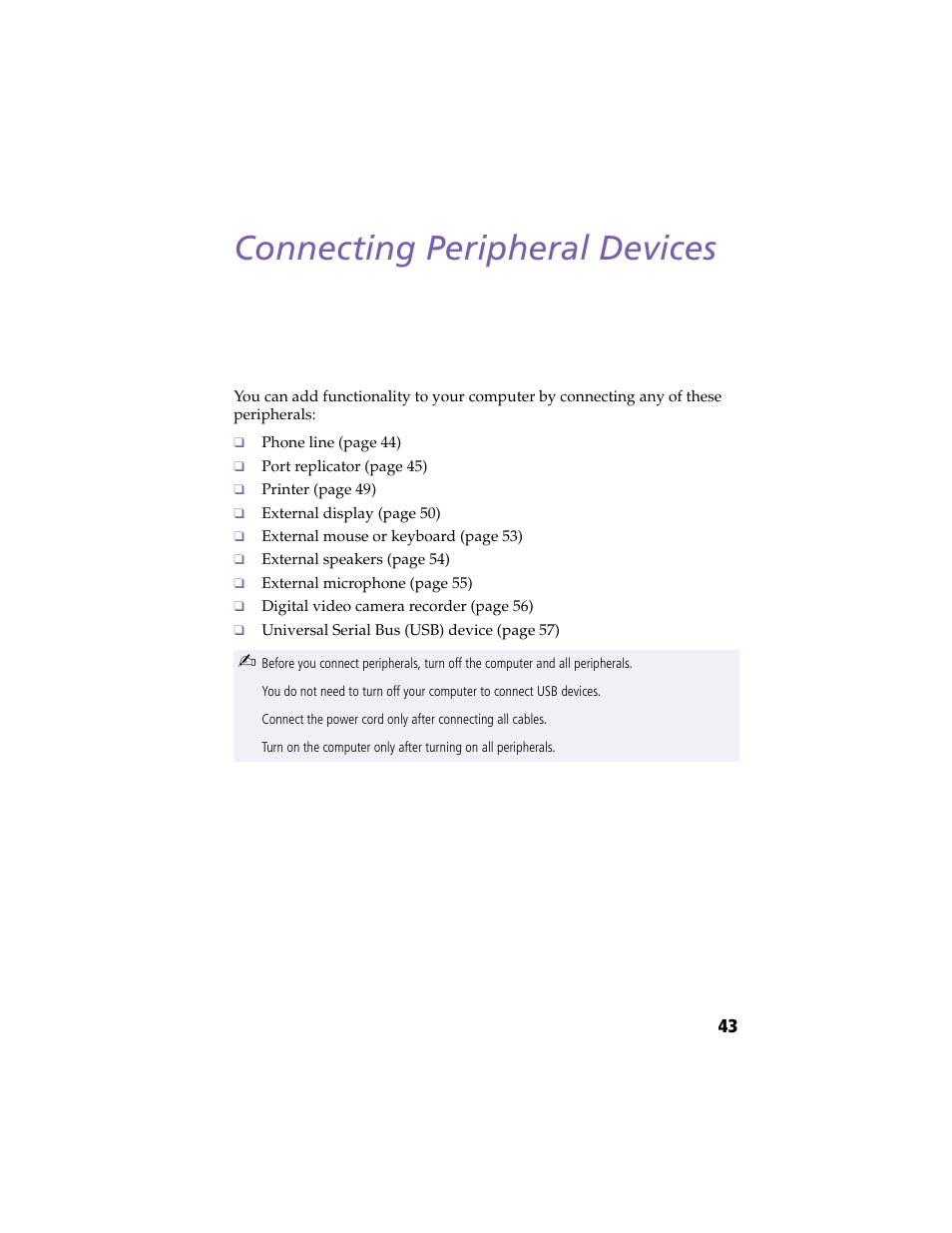 Connecting peripheral devices | Sony PCG-F420 User Manual | Page 53 / 94