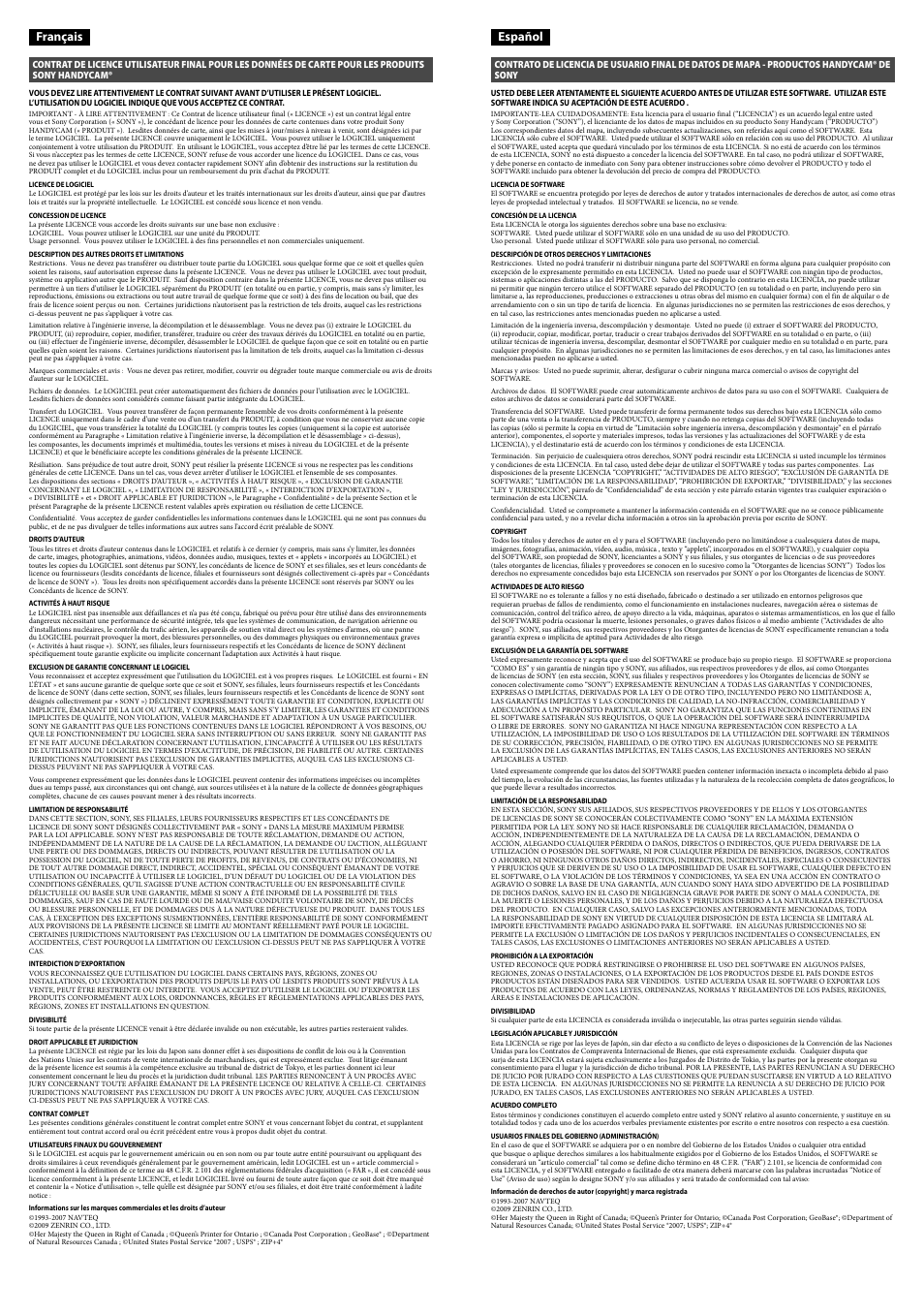 Español, Français | Sony HDR-XR500V User Manual | Page 2 / 2