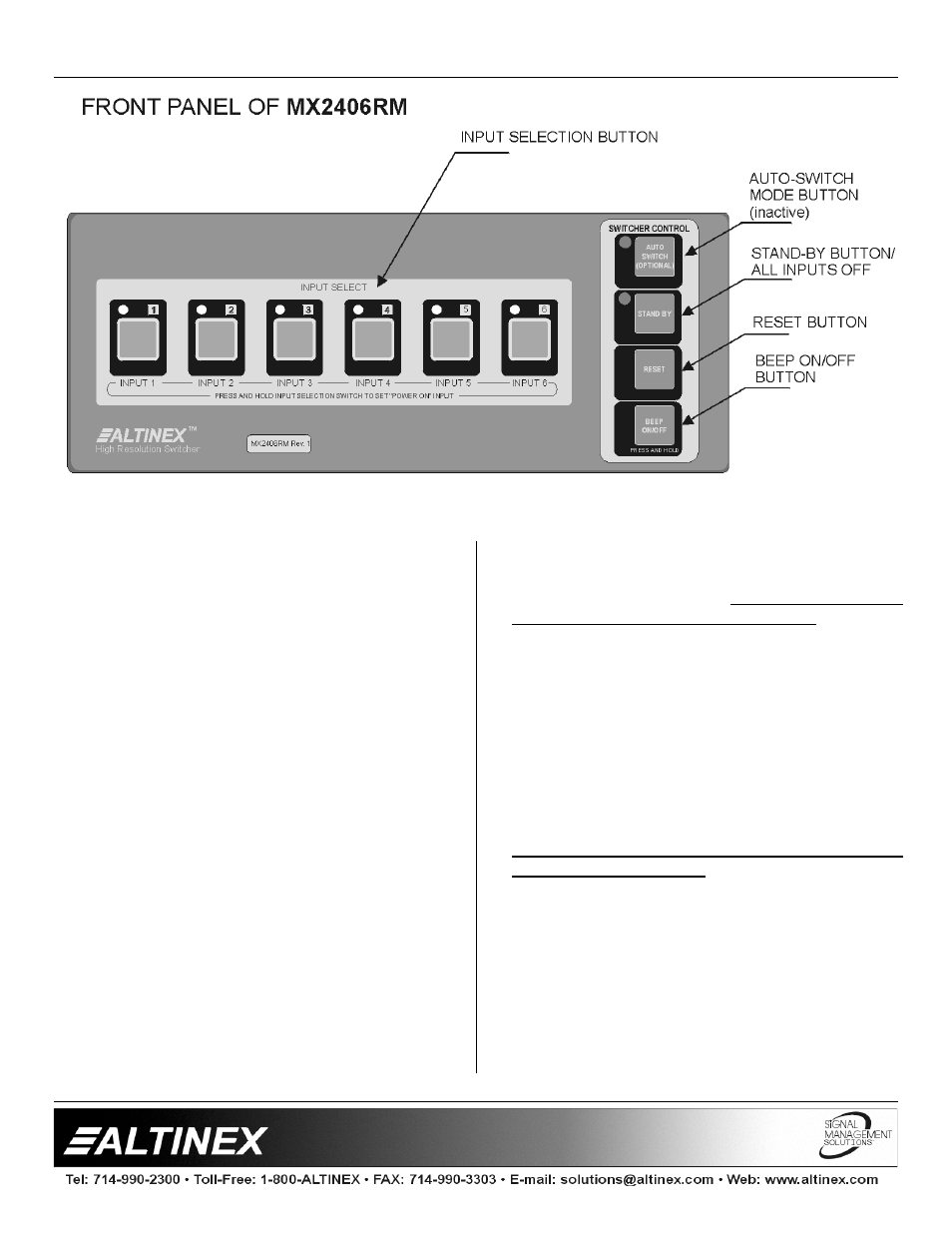 Switchers | Altinex MX2406RM User Manual | Page 6 / 14