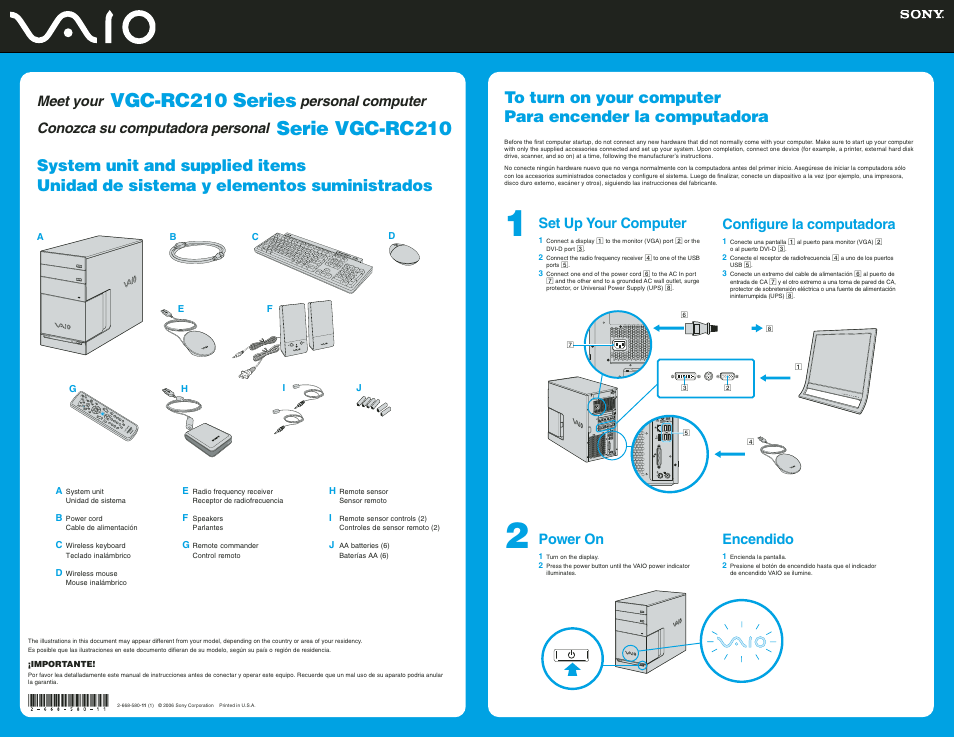 Sony VGC-RC210G User Manual | 2 pages