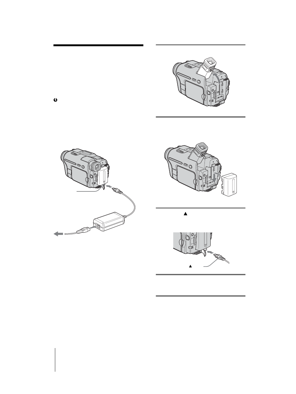 Step 2: charging the battery pack | Sony DCR-TRV460 User Manual | Page 14 / 136