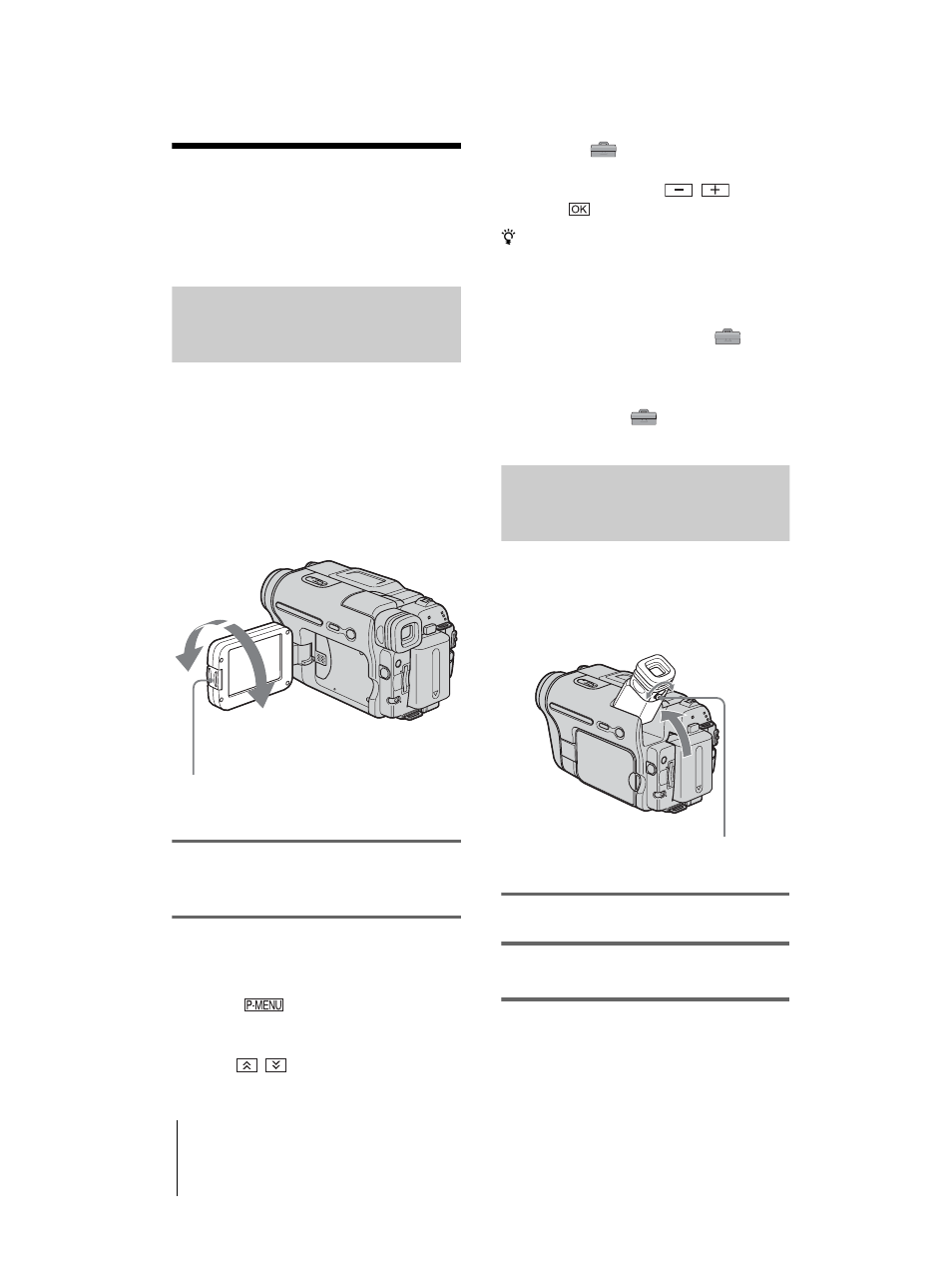 Step 4: adjusting the lcd panel and viewfinder, Adjusting the lcd panel, Adjusting the viewfinder | Adjusting the lcd panel adjusting the viewfinder | Sony DCR-TRV460 User Manual | Page 18 / 136