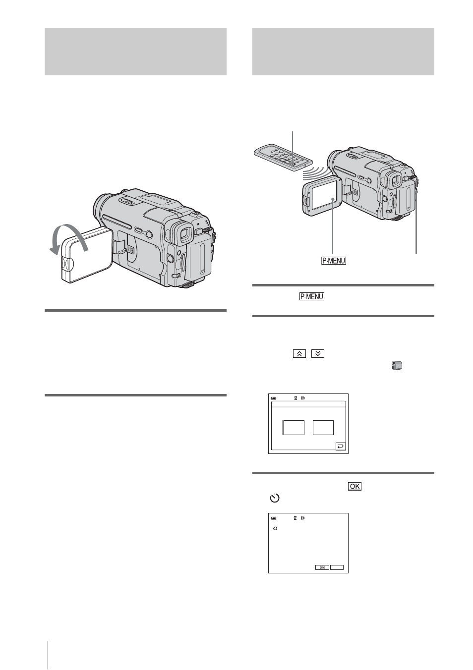Recording in mirror mode, Using the self-timer, Recording in mirror mode using the self-timer | Sony DCR-TRV460 User Manual | Page 28 / 136