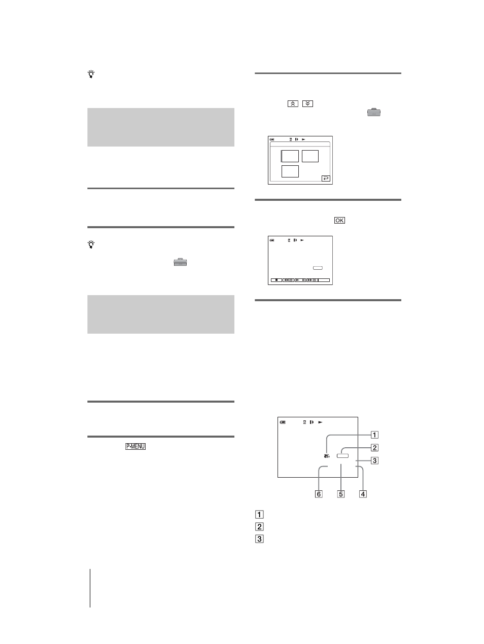 Displaying the screen indicators, P. 54), Tting (p. 54) | Camera settings data display | Sony DCR-TRV460 User Manual | Page 54 / 136