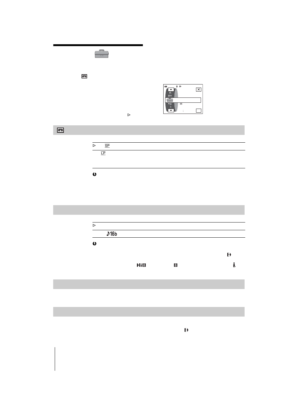 Using the, Standard set) menu, P. 76) | Using the (standard set) menu, Rec mode, Audio mode, Volume, Multi-sound | Sony DCR-TRV460 User Manual | Page 76 / 136