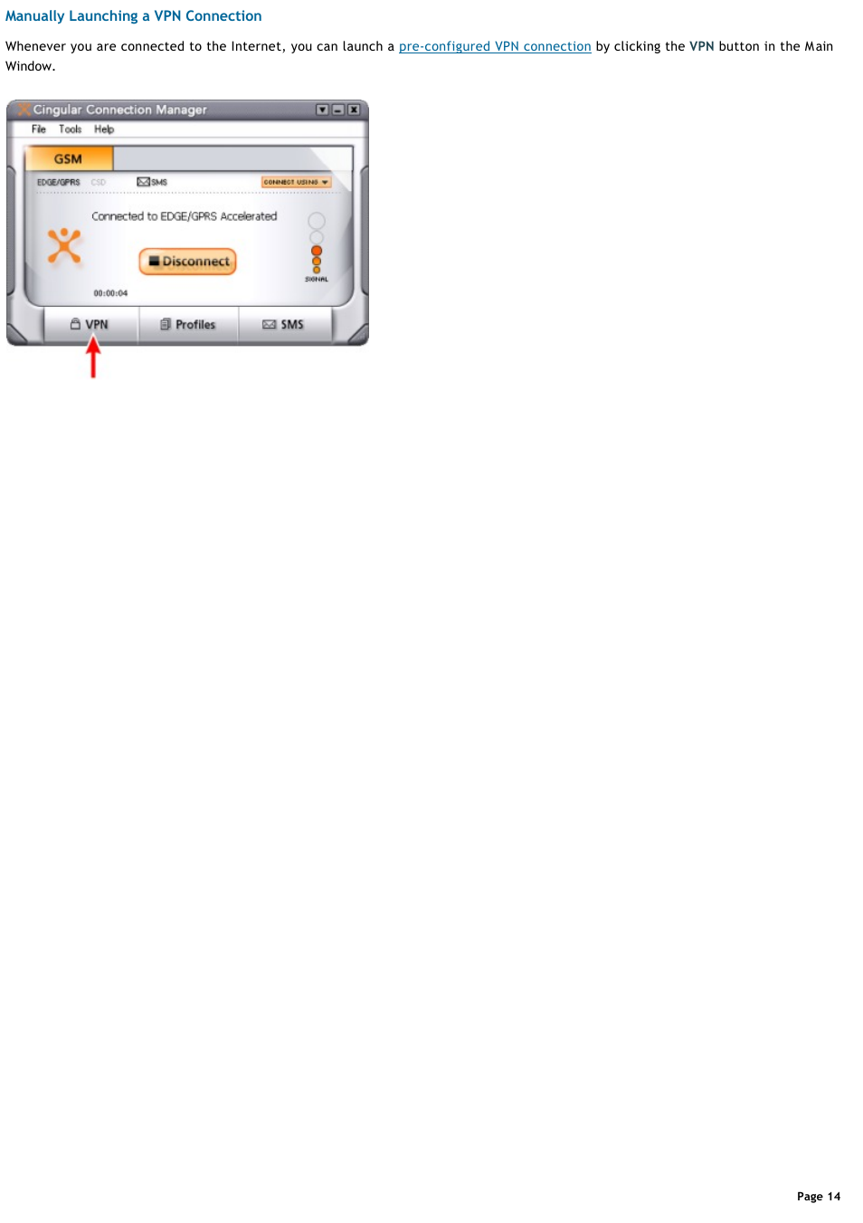 Manually launching a vpn connection | Sony VGN-T360P User Manual | Page 14 / 43