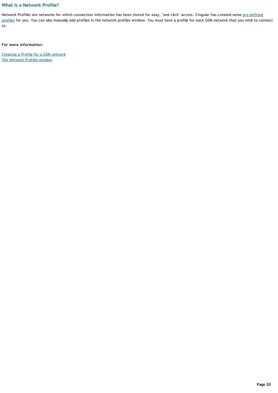 Network profiles, What is a network profile | Sony VGN-T360P User Manual | Page 20 / 43