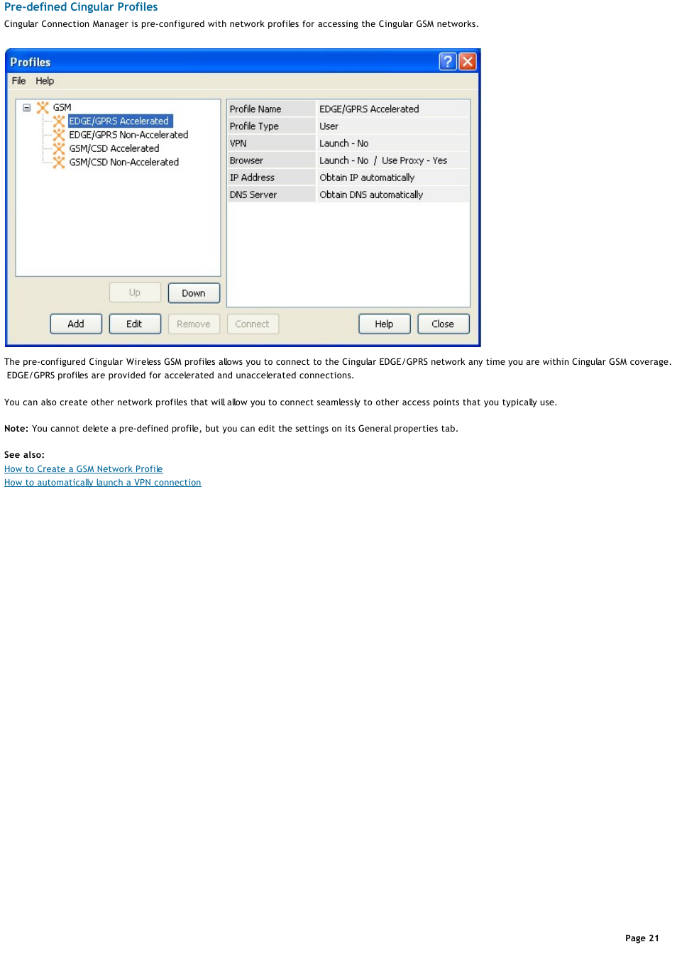 The pre-defined cingular profiles, Pre-defined, Profiles | For you. you can al, Pre-defined cingular profiles | Sony VGN-T360P User Manual | Page 21 / 43