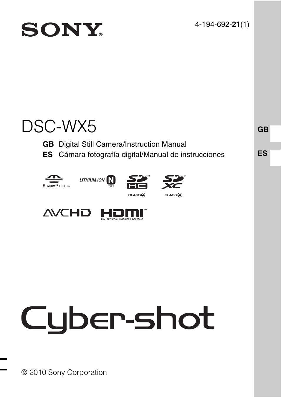 Sony DSC-WX5 User Manual | 68 pages