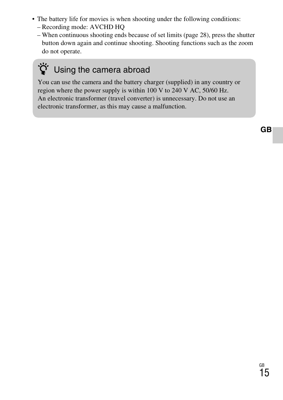 Using the camera abroad | Sony DSC-WX5 User Manual | Page 15 / 68