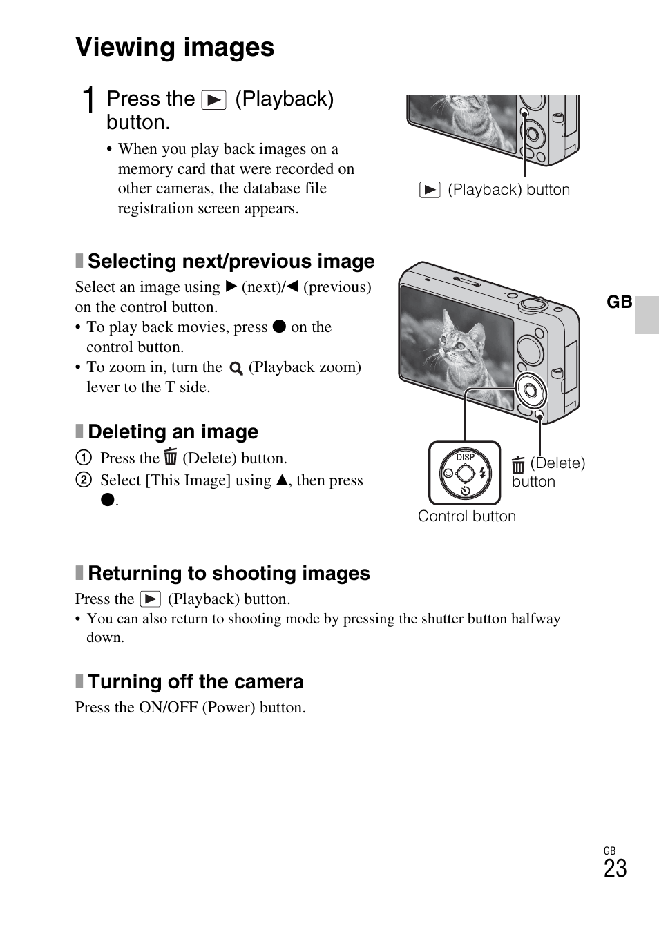 Viewing images, Press the (playback) button | Sony DSC-WX5 User Manual | Page 23 / 68