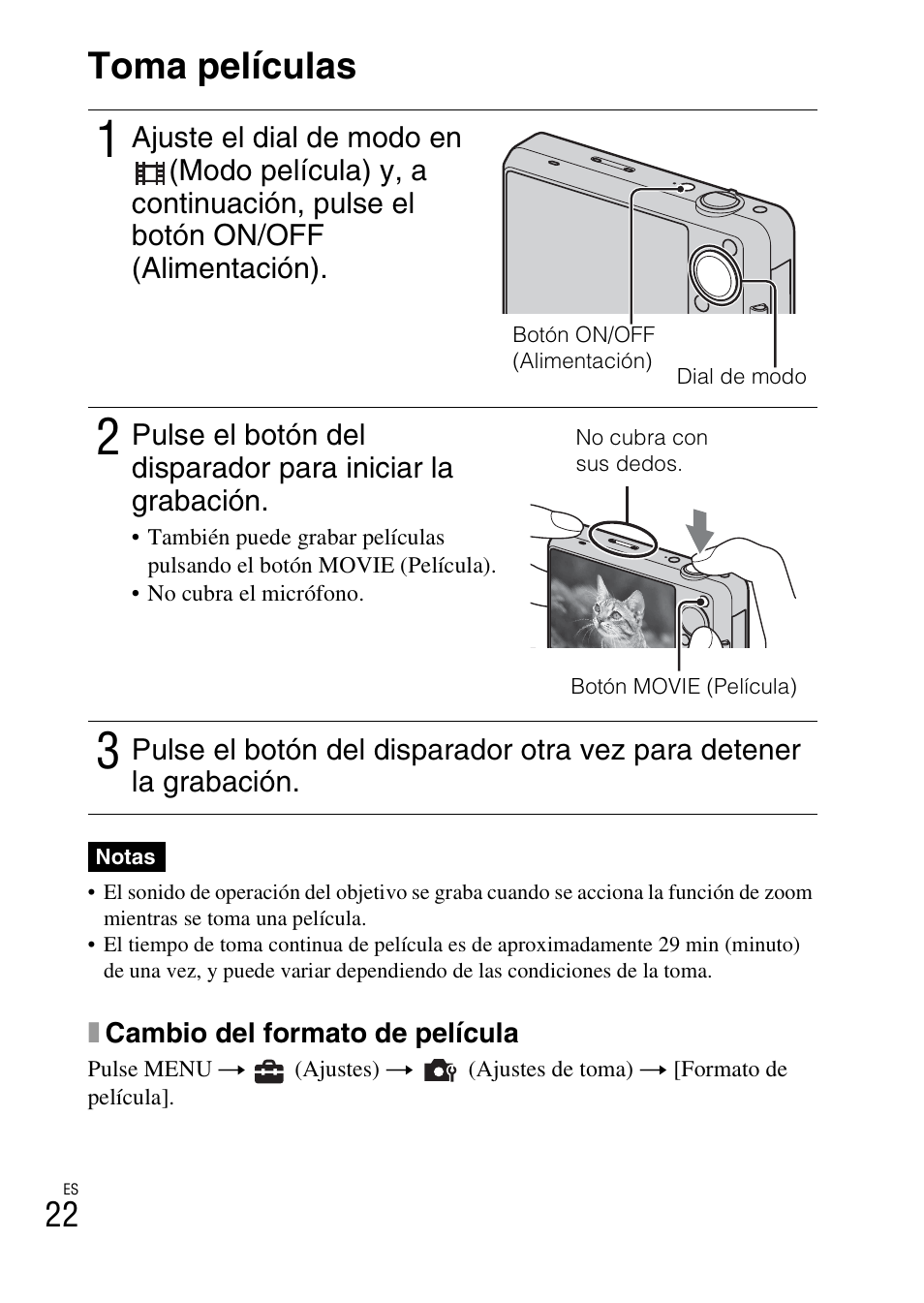 Toma películas | Sony DSC-WX5 User Manual | Page 54 / 68