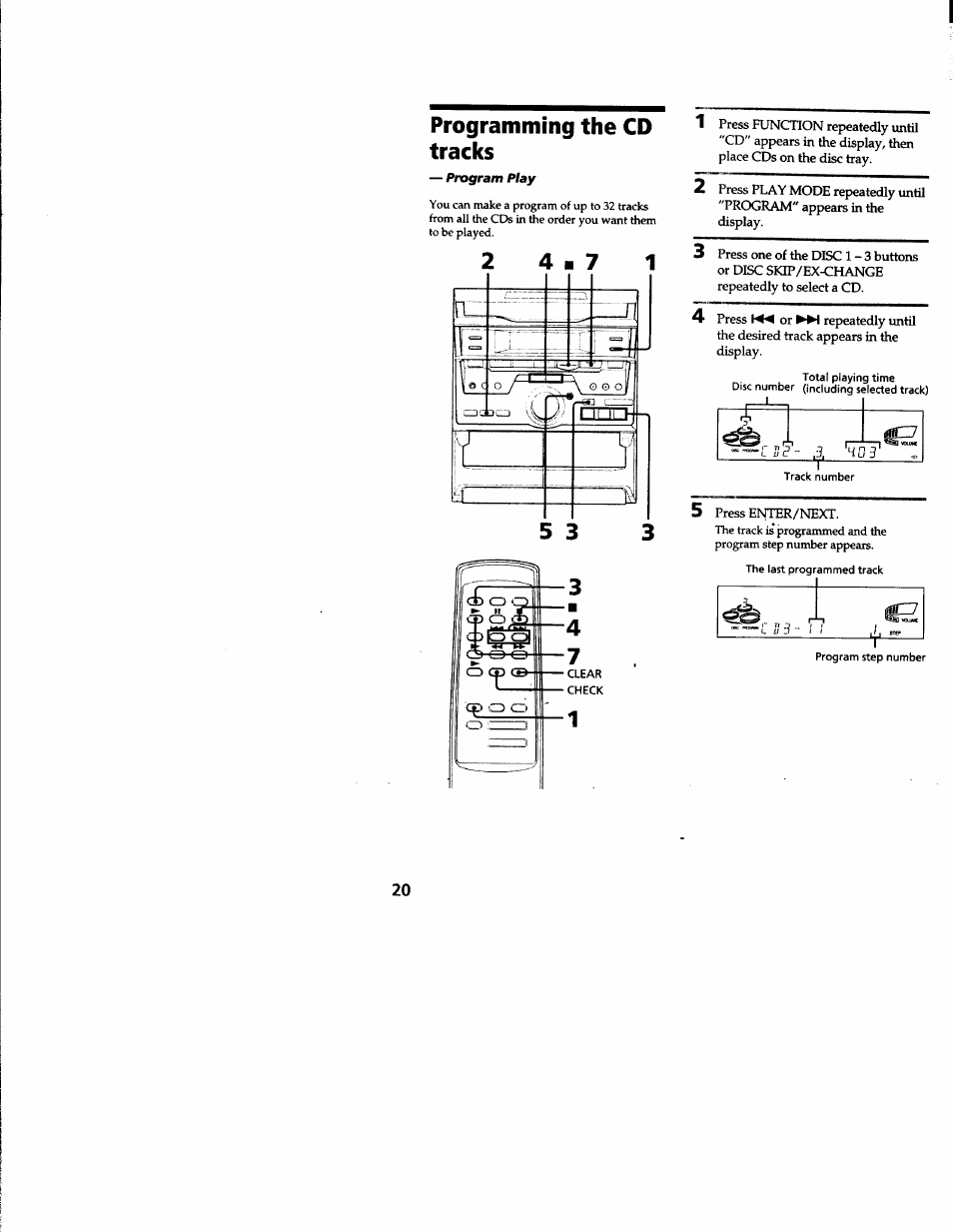Programming the cd tracks | Sony MHC-RXD3 User Manual | Page 20 / 35