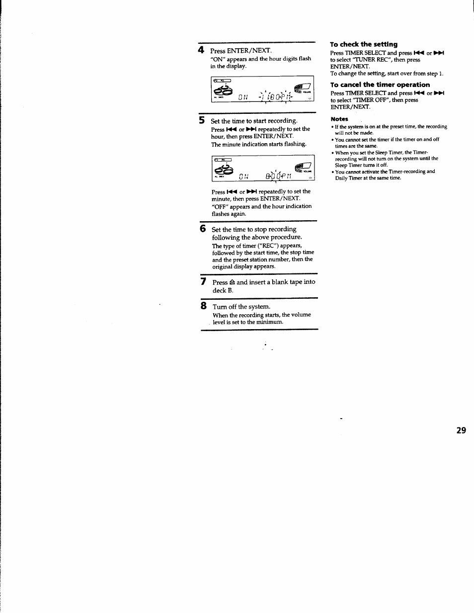 To cancel the timer operation, Notes | Sony MHC-RXD3 User Manual | Page 29 / 35