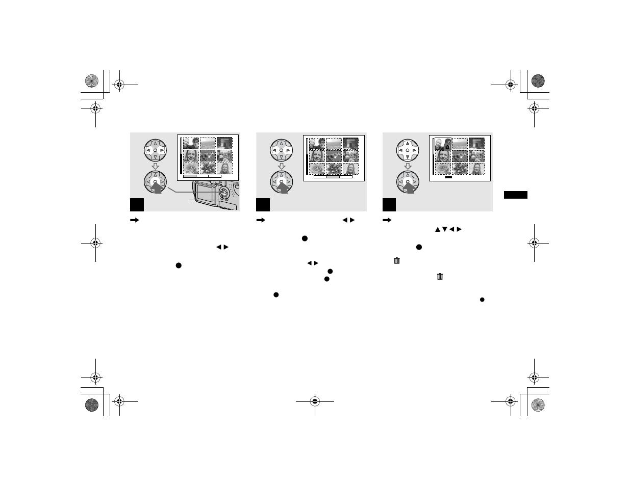 Deleting on the index (nine images) screen, Deleting on the index, Nine images) screen | Sony DSC-P2 User Manual | Page 35 / 104