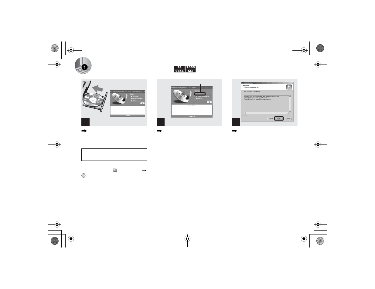 1 installing the usb driver, 1installing the usb driver | Sony DSC-P2 User Manual | Page 40 / 104
