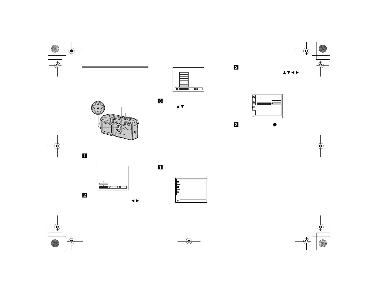 Before advanced operations, How to setup and operate your camera, Changing menu settings | Changing items in the set up screen, Screen | Sony DSC-P2 User Manual | Page 50 / 104